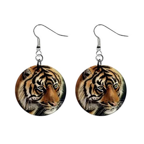 tiger 1  Button Earrings from UrbanLoad.com Front