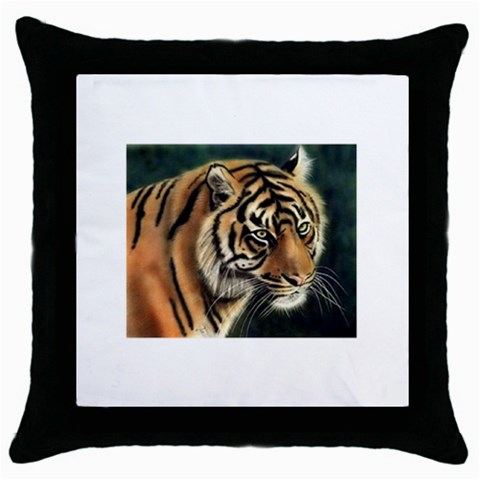 tiger Throw Pillow Case (Black) from UrbanLoad.com Front