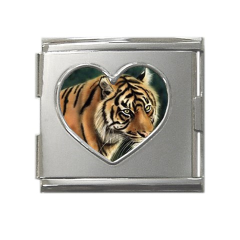tiger Mega Link Heart Italian Charm (18mm) from UrbanLoad.com Front