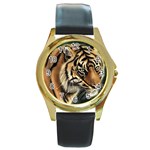 tiger Round Gold Metal Watch