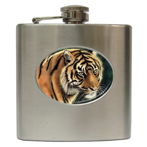 tiger Hip Flask (6 oz) from UrbanLoad.com Front