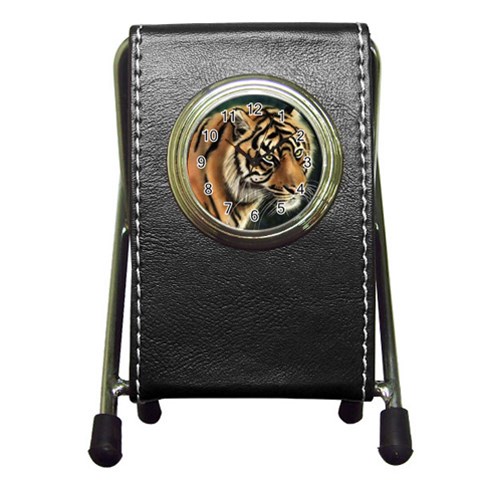 tiger Pen Holder Desk Clock from UrbanLoad.com Front