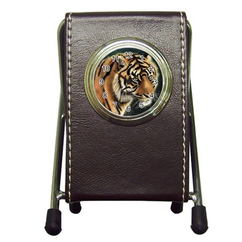 tiger Pen Holder Desk Clock from UrbanLoad.com Front