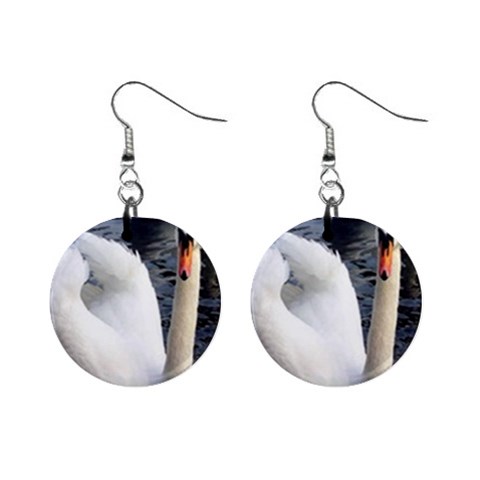 swan 1  Button Earrings from UrbanLoad.com Front