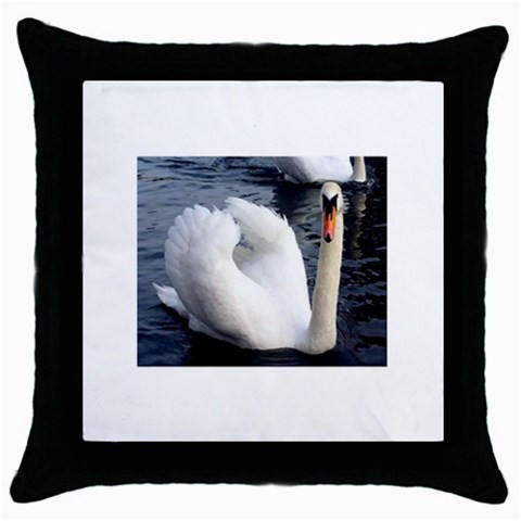 swan Throw Pillow Case (Black) from UrbanLoad.com Front