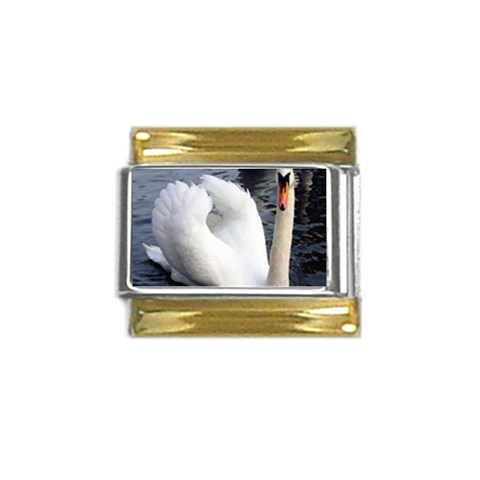 swan Gold Trim Italian Charm (9mm) from UrbanLoad.com Front
