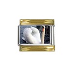 swan Gold Trim Italian Charm (9mm)