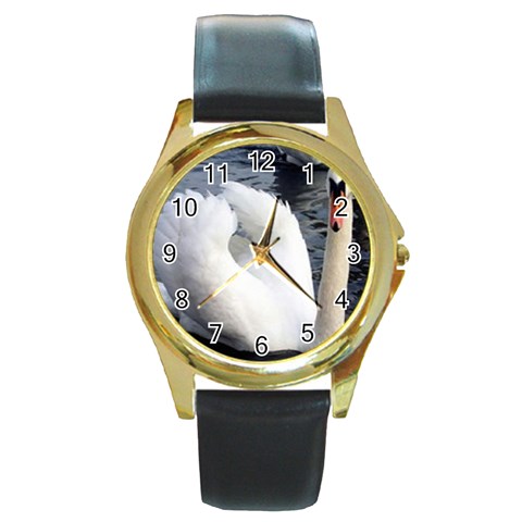 swan Round Gold Metal Watch from UrbanLoad.com Front