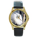 swan Round Gold Metal Watch