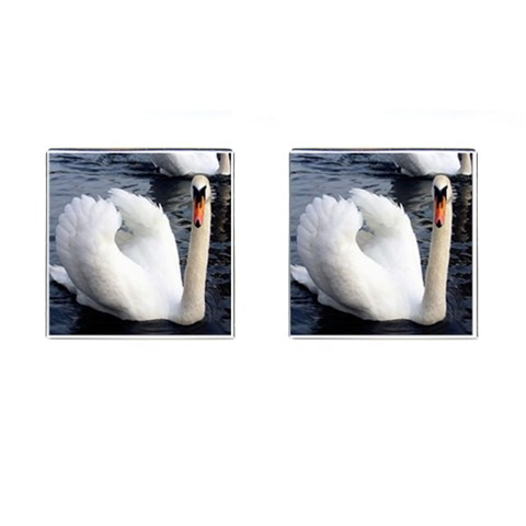 swan Cufflinks (Square) from UrbanLoad.com Front(Pair)