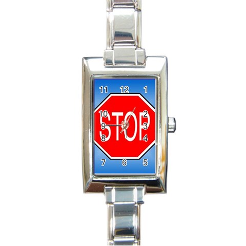 stopsign Rectangular Italian Charm Watch from UrbanLoad.com Front