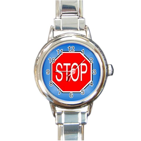 stopsign Round Italian Charm Watch from UrbanLoad.com Front
