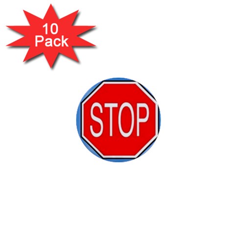 stopsign 1  Mini Button (10 pack)  from UrbanLoad.com Front