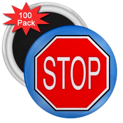 stopsign 3  Magnet (100 pack) from UrbanLoad.com Front