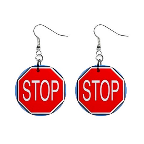 stopsign 1  Button Earrings from UrbanLoad.com Front