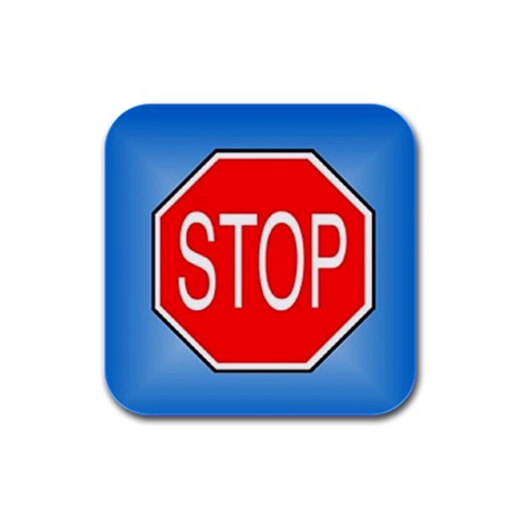 stopsign Rubber Square Coaster (4 pack) from UrbanLoad.com Front