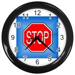 stopsign Wall Clock (Black)