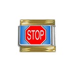 stopsign Gold Trim Italian Charm (9mm)