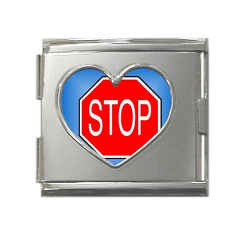 stopsign Mega Link Heart Italian Charm (18mm) from UrbanLoad.com Front