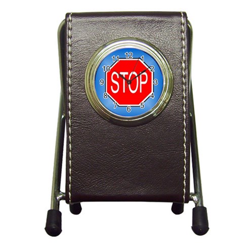 stopsign Pen Holder Desk Clock from UrbanLoad.com Front