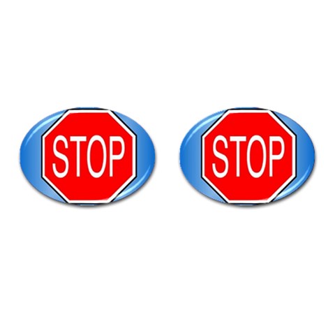 stopsign Cufflinks (Oval) from UrbanLoad.com Front(Pair)