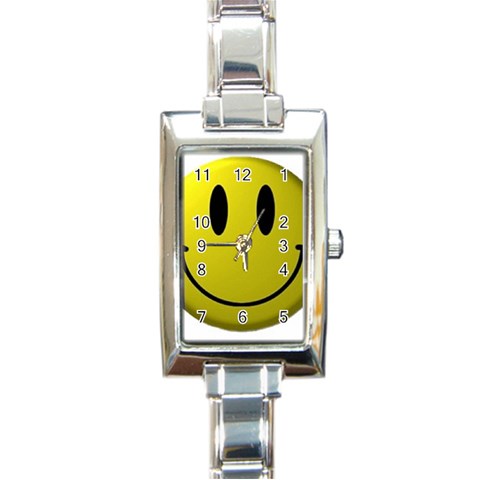 smiley face Rectangular Italian Charm Watch from UrbanLoad.com Front