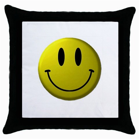 smiley face Throw Pillow Case (Black) from UrbanLoad.com Front