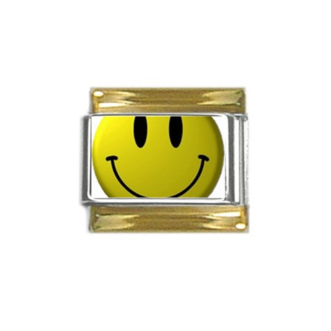 smiley face Gold Trim Italian Charm (9mm) from UrbanLoad.com Front