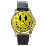 smiley face Round Gold Metal Watch