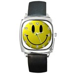 smiley face Square Metal Watch