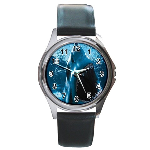 shark Round Metal Watch from UrbanLoad.com Front