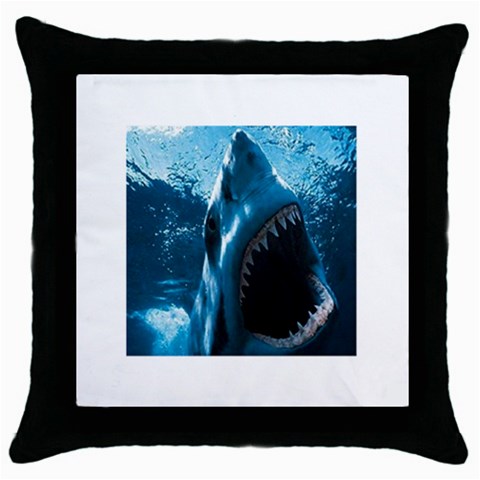shark Throw Pillow Case (Black) from UrbanLoad.com Front