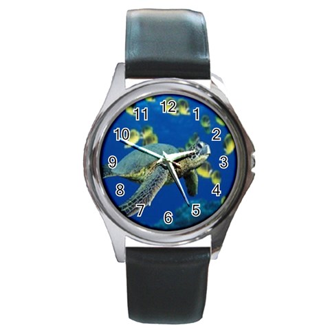 sea turtle Round Metal Watch from UrbanLoad.com Front