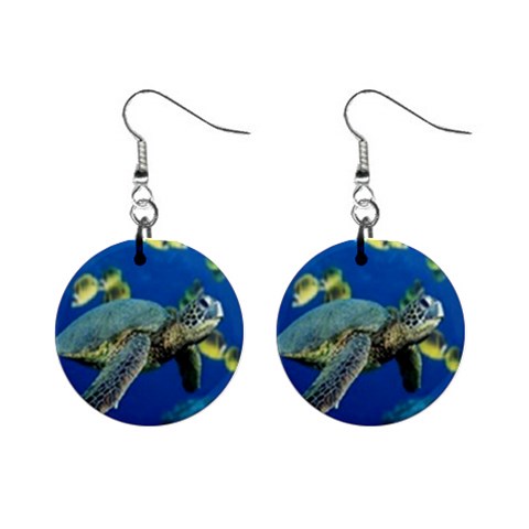 sea turtle 1  Button Earrings from UrbanLoad.com Front