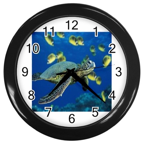 sea turtle Wall Clock (Black) from UrbanLoad.com Front