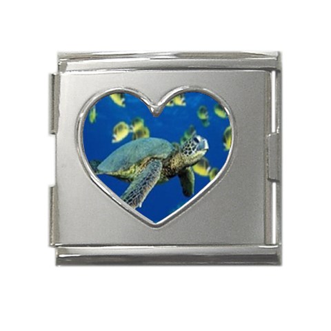 sea turtle Mega Link Heart Italian Charm (18mm) from UrbanLoad.com Front