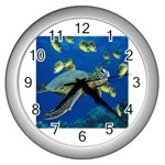 sea turtle Wall Clock (Silver)
