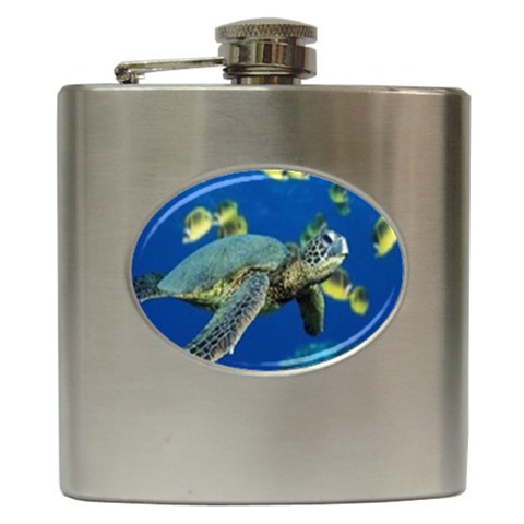 sea turtle Hip Flask (6 oz) from UrbanLoad.com Front