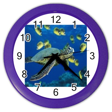 sea turtle Color Wall Clock from UrbanLoad.com Front