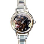 rottweiler Round Italian Charm Watch