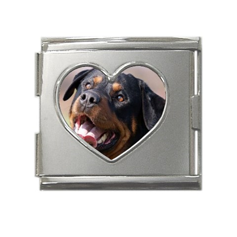 rottweiler Mega Link Heart Italian Charm (18mm) from UrbanLoad.com Front