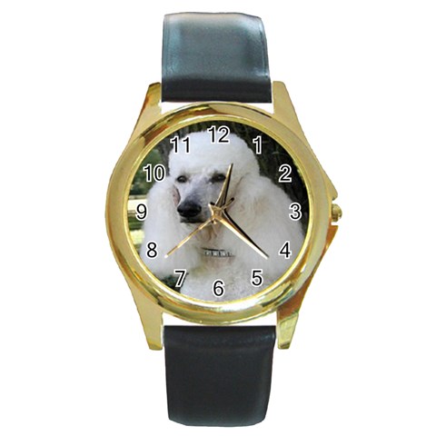 poodle 2 Round Gold Metal Watch from UrbanLoad.com Front