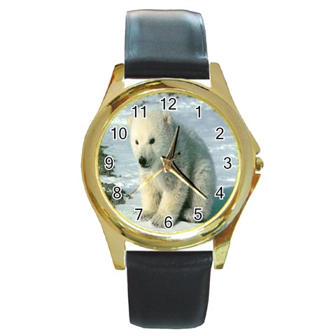 polar Round Gold Metal Watch from UrbanLoad.com Front