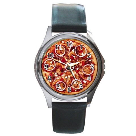 pizza Round Metal Watch from UrbanLoad.com Front