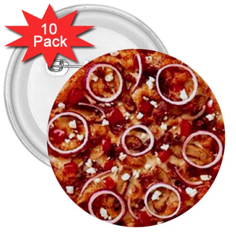 pizza 3  Button (10 pack) from UrbanLoad.com Front
