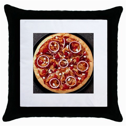 pizza Throw Pillow Case (Black) from UrbanLoad.com Front