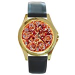 pizza Round Gold Metal Watch