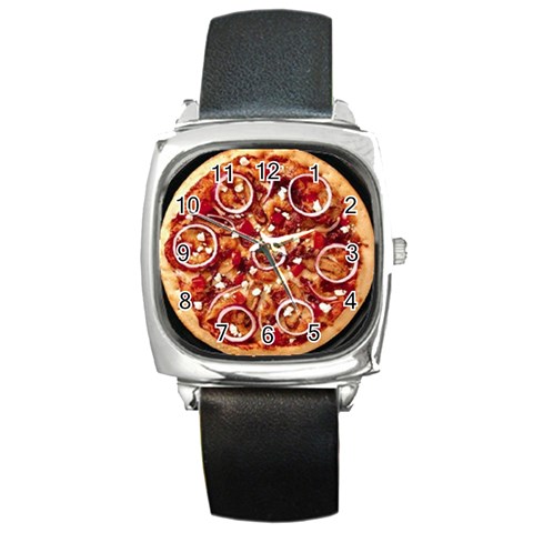 pizza Square Metal Watch from UrbanLoad.com Front
