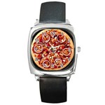 pizza Square Metal Watch