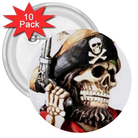 pirate 3  Button (10 pack) from UrbanLoad.com Front